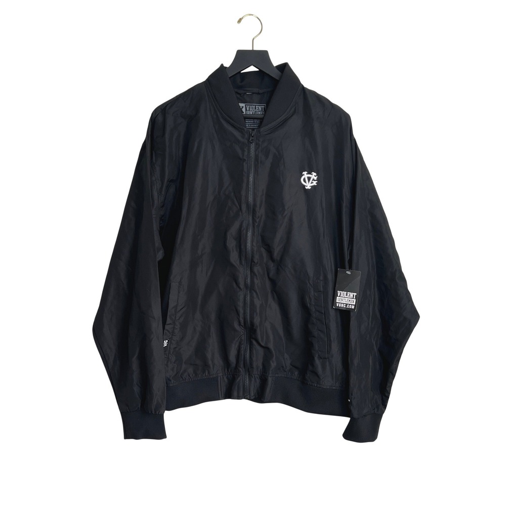 Violent Gentlemen Black‎ Bomber Varsity Coach Jacket Embroidered Logo 2X